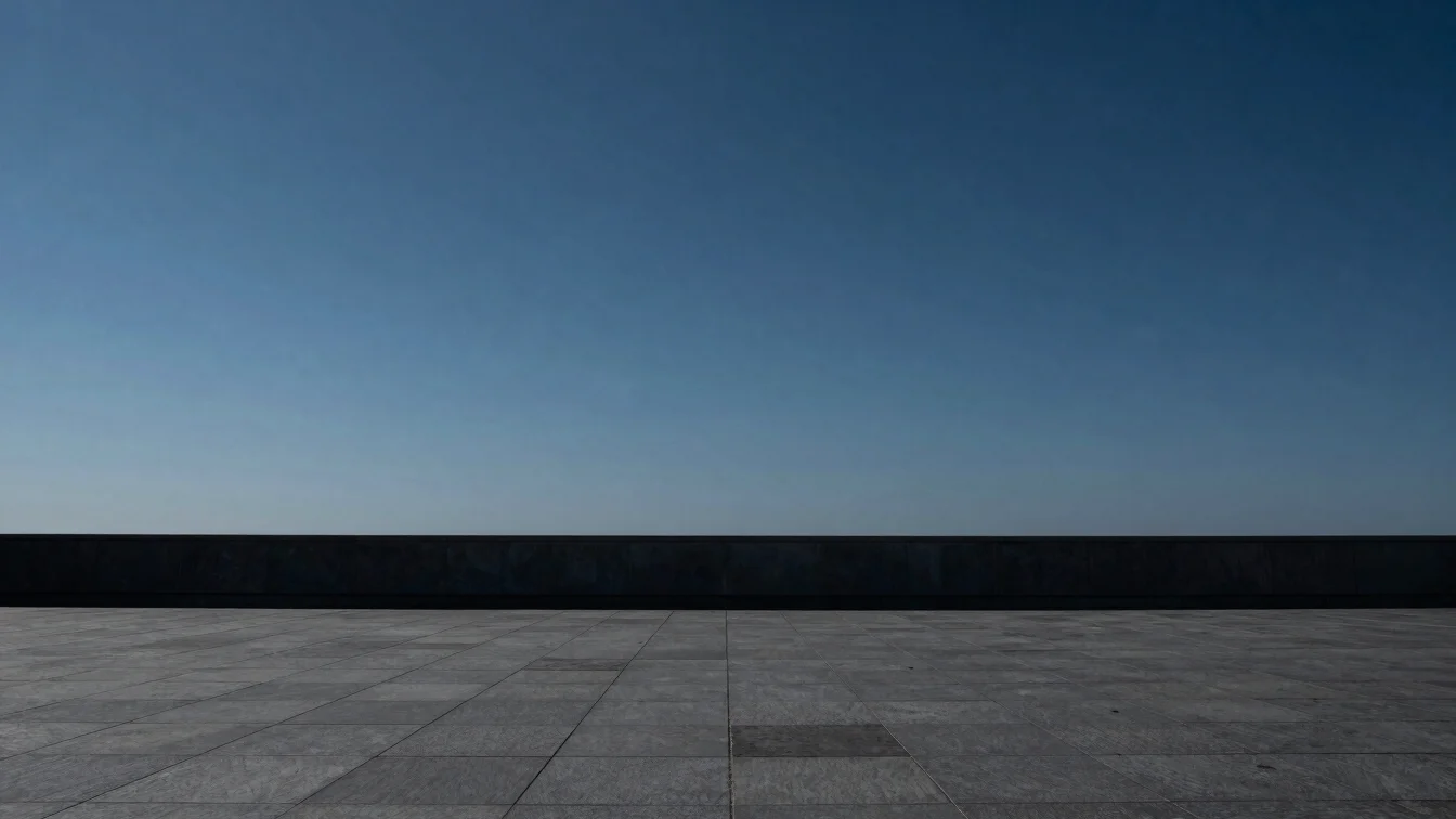 Panoramic landscape with a clear horizon line, architectural dark